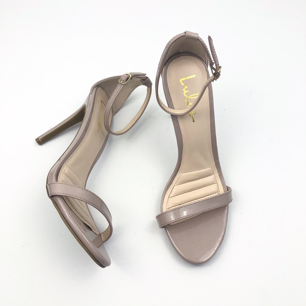 SOLD  Lulus Nude patent ankle strap heels size 9